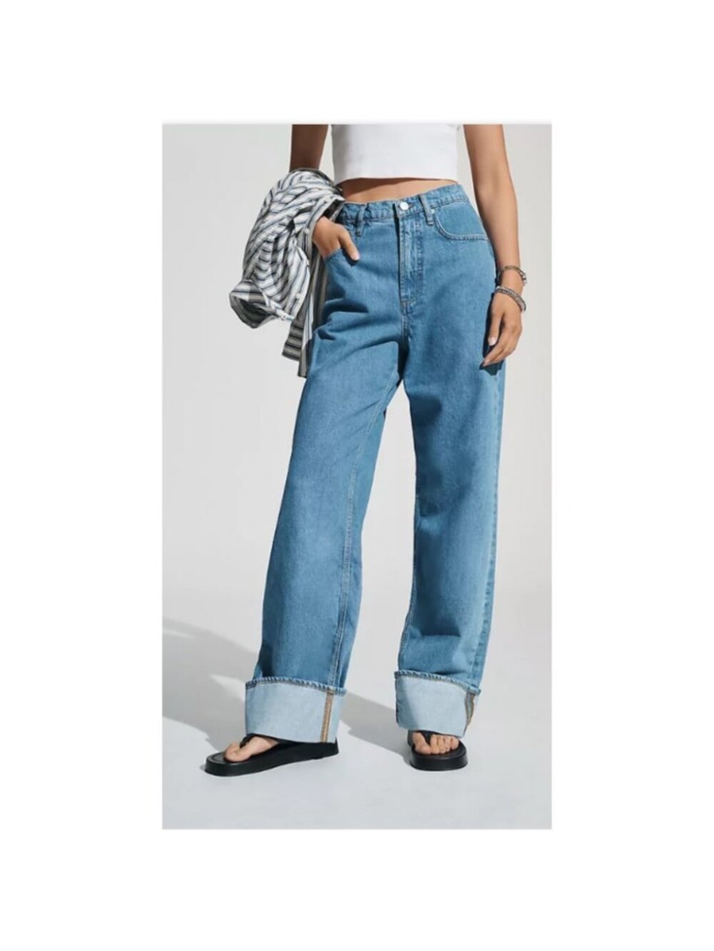 FRAME Rolled‎ High Rise Jean Womens 27 Meadow Wash Full Length Nonstretch